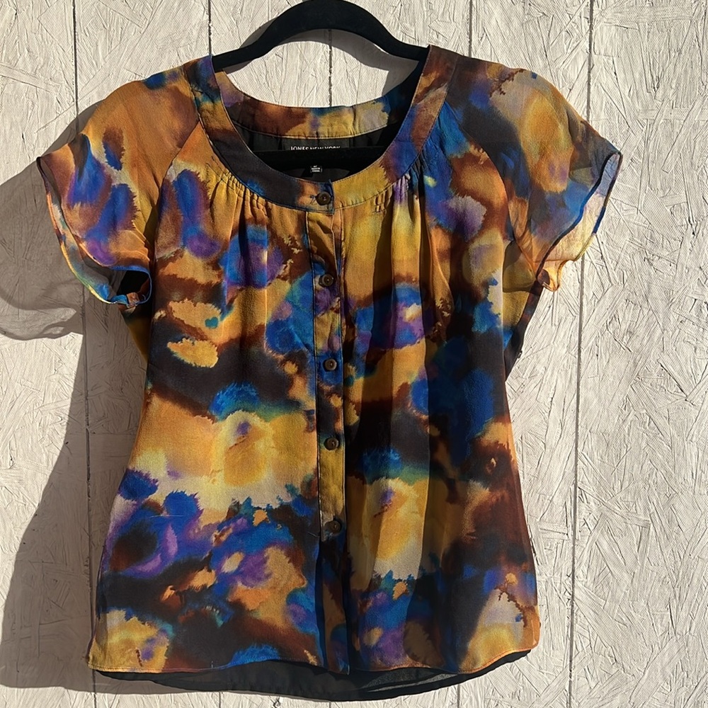 Jones New York short-sleeve top, 100% silk, 2 P